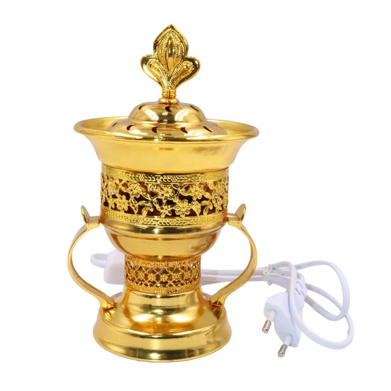 موقد بخور كهربائي مع مفتاح تشغيل/إيقاف سهل للاستخدام المتعدد وتصميم ذهبي جاهز للإهداء